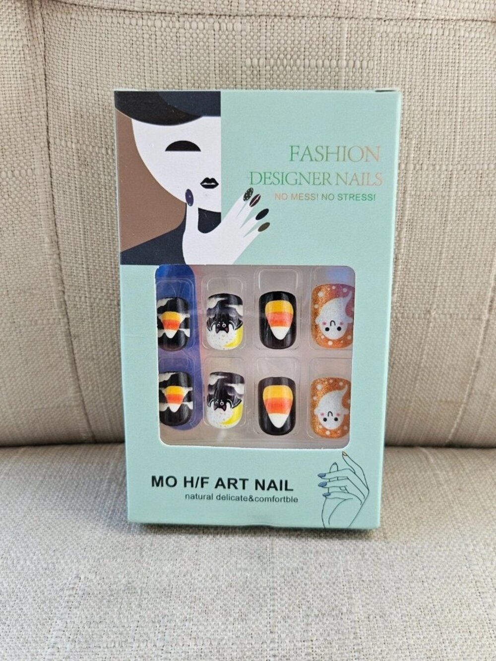 Halloween Nails Cute Cartoon Short Square Round Press-On Nails Ghost Pumpk - Picture 8 of 11